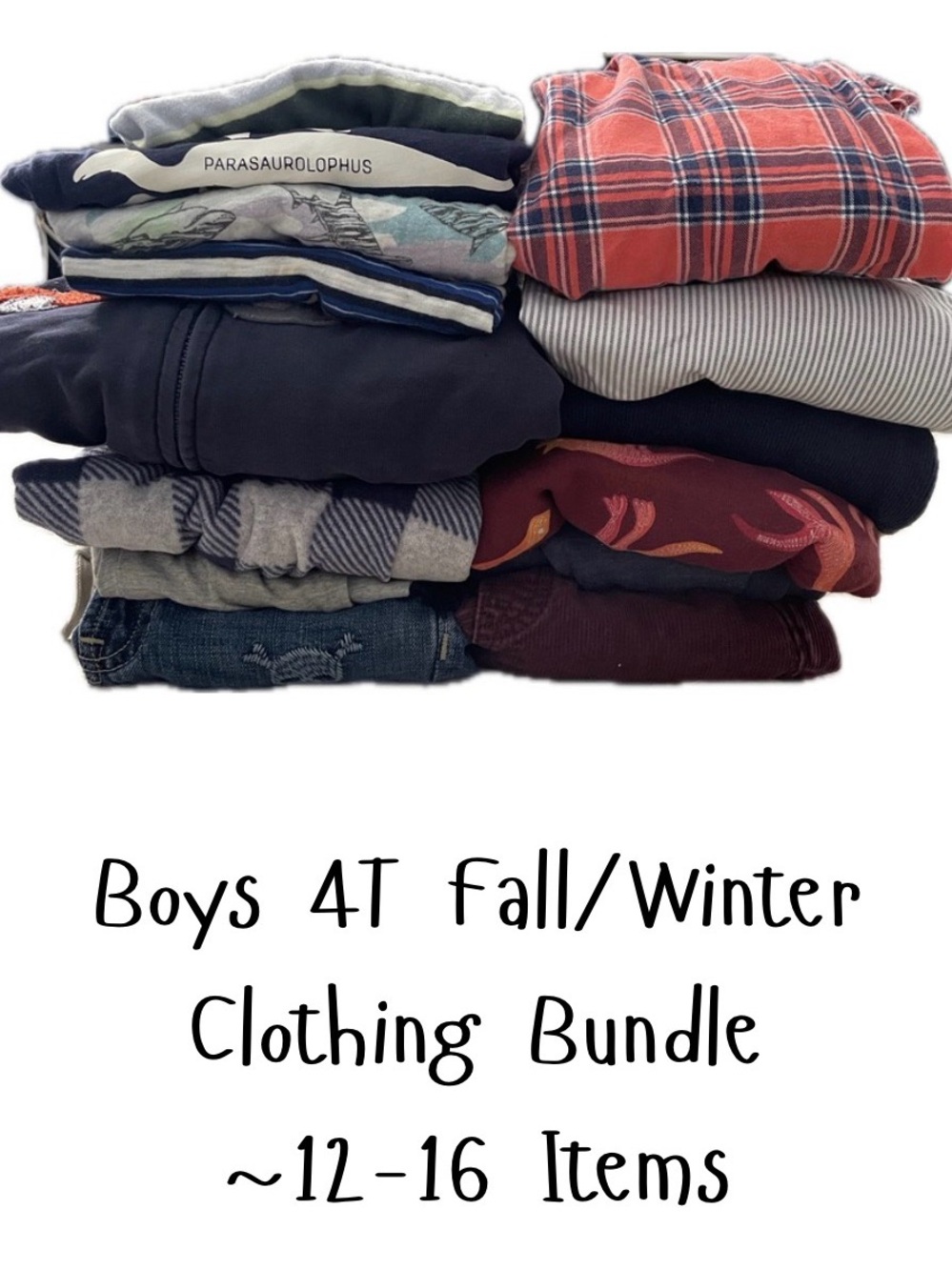 Boys Size 4T Fall/Winter Clothing Starter Pack Bundle, About 12-16 Items